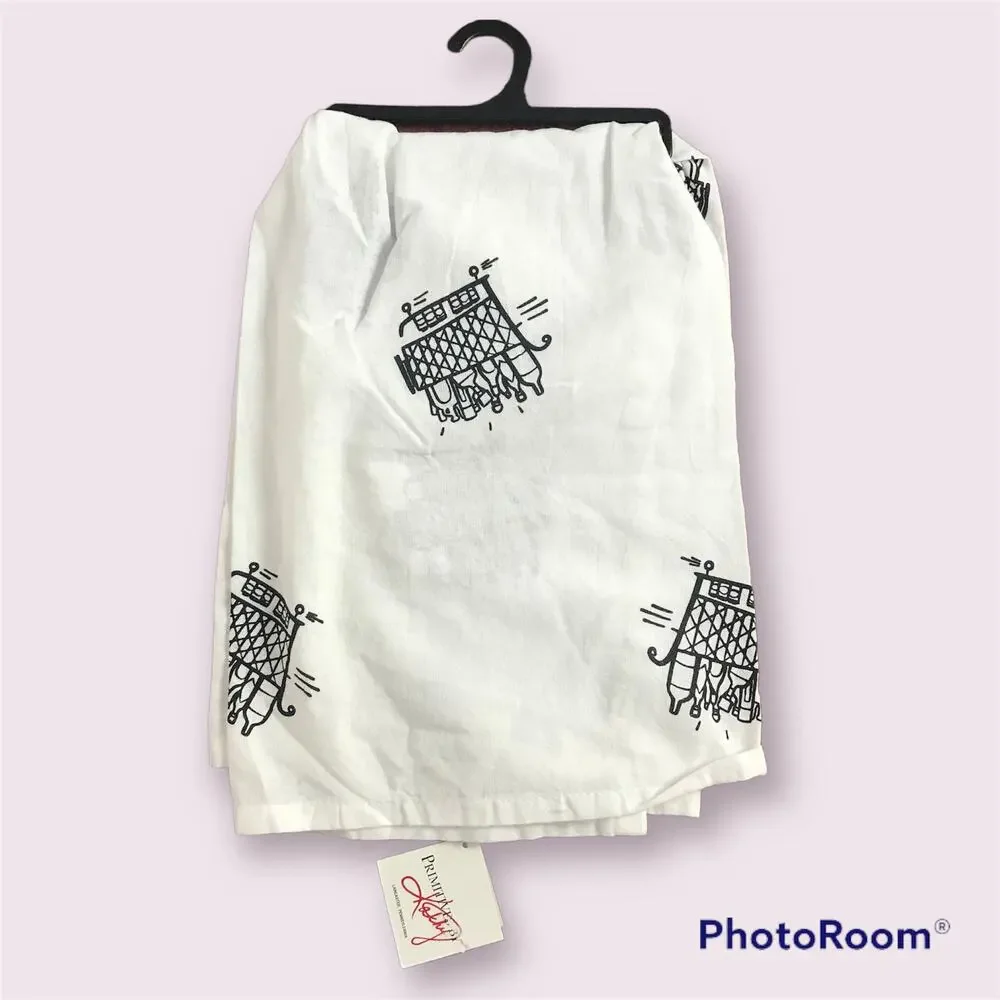 3/$20 Primitives By Kathy NWT White Cotton Black Graphic Dish Towel #101350
